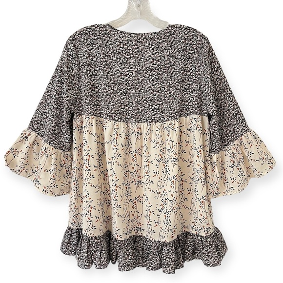 NWT Suzanne Betro Weekend Babydoll Floral Ruffle Peplum Blouse Tunic Small (ff) - Picture 8 of 14